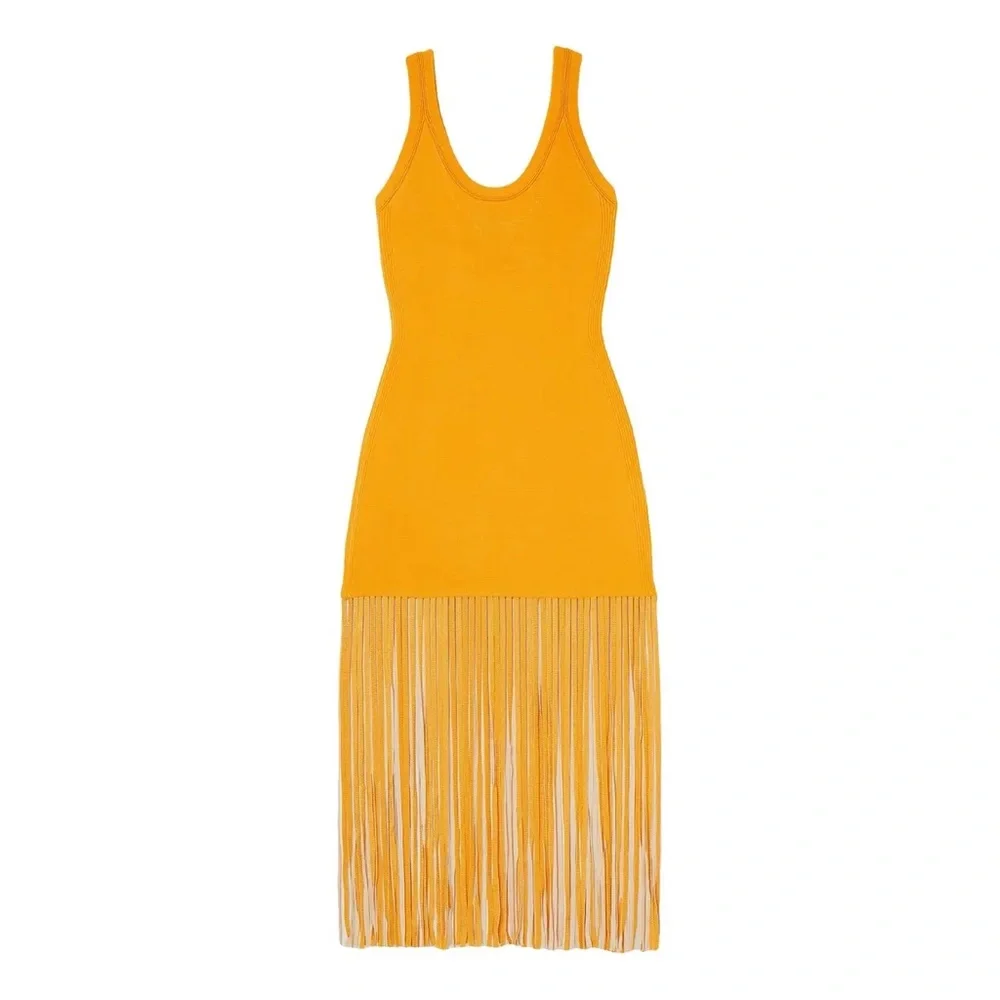 SANDRO Malvina Fringe
Midi Dress in orange size 38/ 6 US - Picture 4 of 8